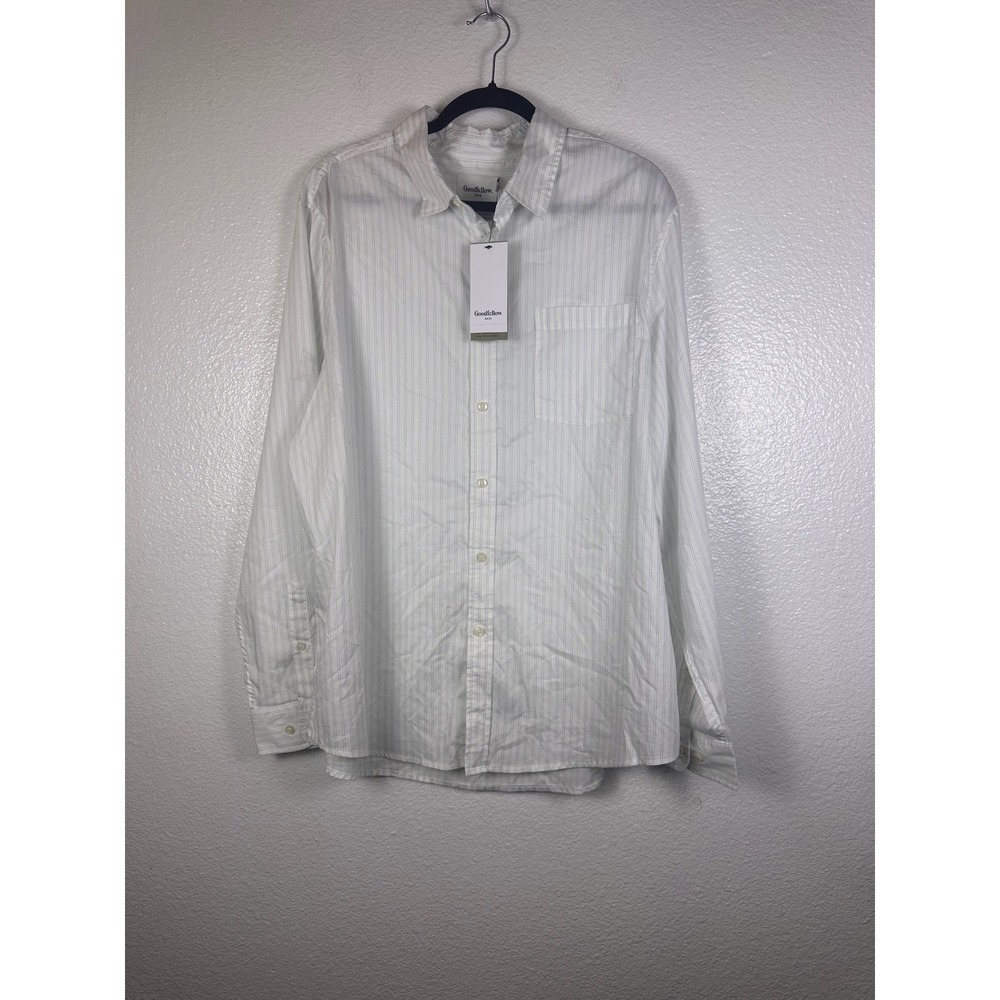 Goodfellow & Co Mens White‎ Blue Pinstripe Long Sleeve Button Down Shirt XL NWT